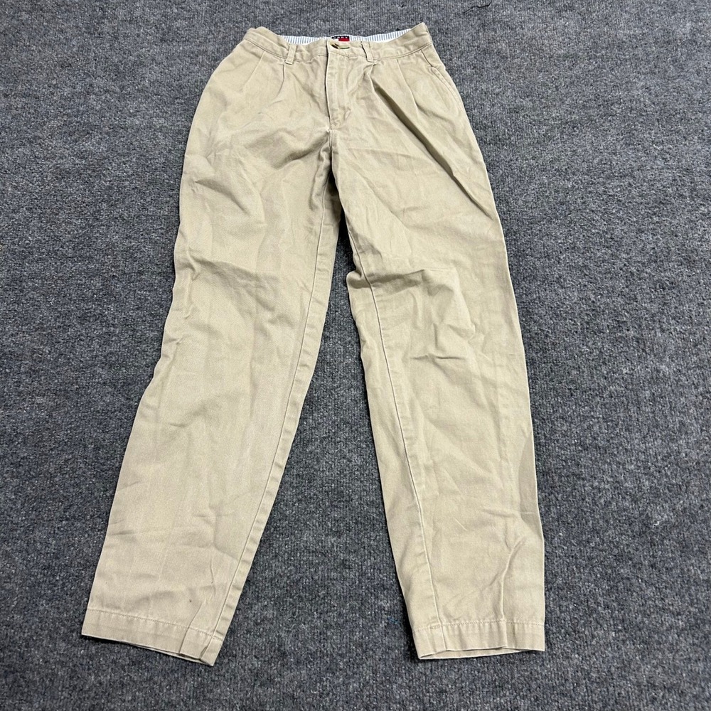 Tommy Hilfiger Pants Womens Size 10 Beige Pleated Cotton Tapered Chino Casual